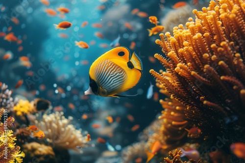 Beautiful underwater diverse marine life reefs and bright fish