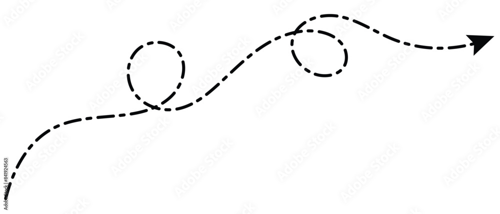 Curved dotted arrow. Zigzag arrow stripes design with dotted lines. Dashed line arrow. hand drawn dashed arrow. Doodle, sketch style. isolated on white background. Vector illustration. Curved dotted arrow. Zigzag arrow stripes design with dotted lines. Dashed line arrow. hand drawn dashed arrow. Doodle, sketch style. isolated on white background. Vector illustration.