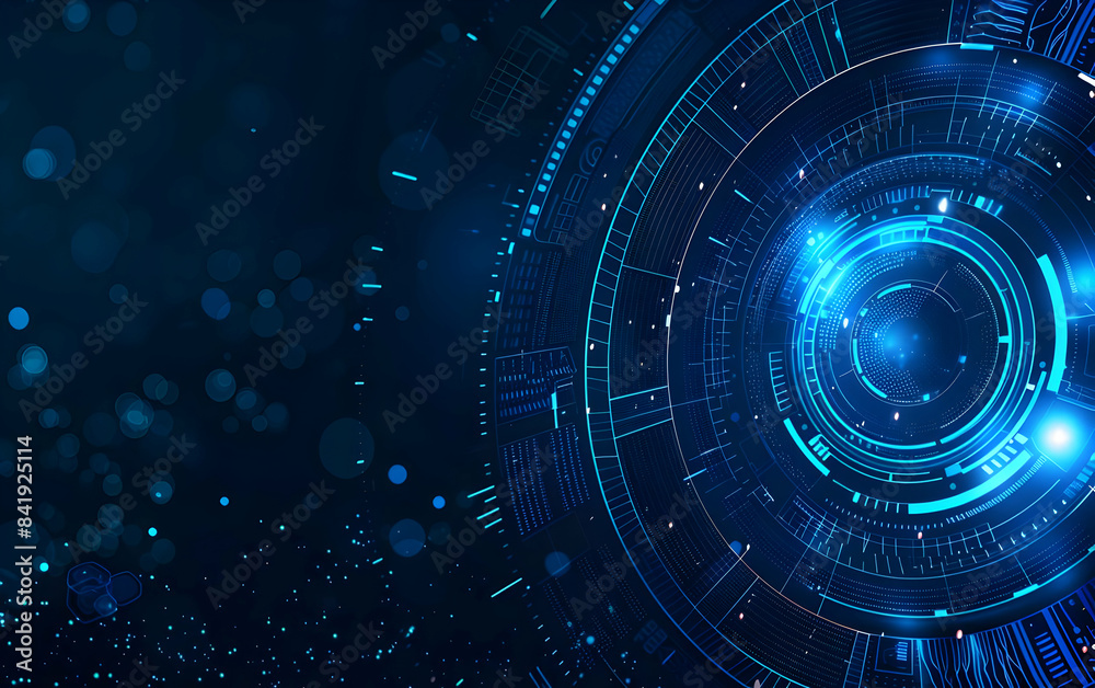 Futuristic blue digital technology background with circular HUD interface elements, perfect for technology concepts and innovation themes. Futuristic blue digital technology background with circular HUD interface elements, perfect for technology concepts and innovation themes.