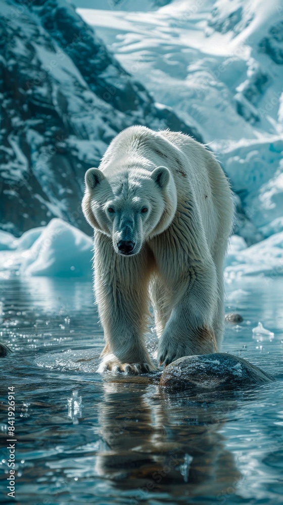 Majestic Polar Bear in Arctic Landscape. Generative ai Majestic Polar Bear in Arctic Landscape. Generative ai