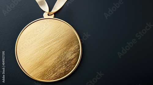 An elegant gold medal is a symbol of achievement, success and honor in competitions