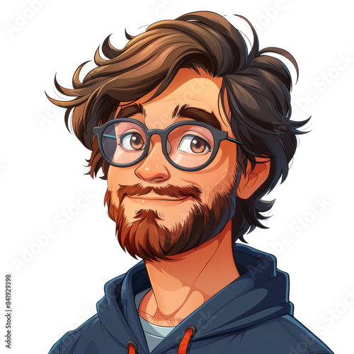 Smiling Cartoon User Avatar Icon with Colorful Design on Transparent Background