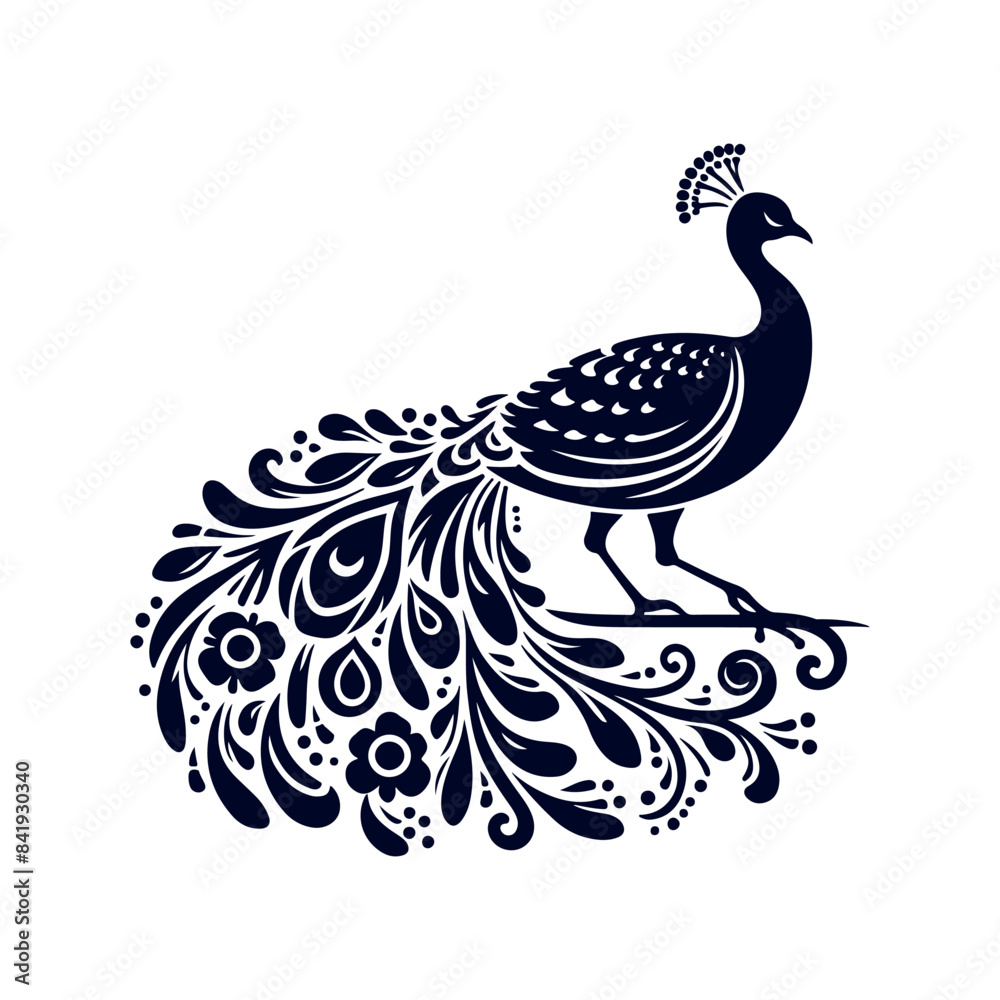 Obraz premium Peacock silhouette Clip art isolated vector illustration on white background