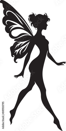 Cute fairy silhouette. Beautiful Fairy art. Fairy symbol illustration.
