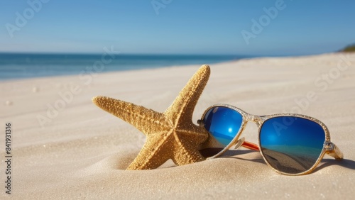 Beach day with a starfish in sunglasses illustration