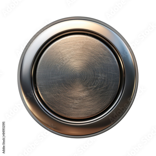 Shiny 3D Metallic Menu Button on Transparent Background - Top-Down View