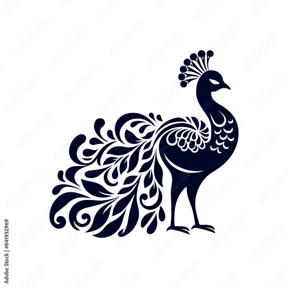 Peacock silhouette Clip art isolated vector illustration on white background Peacock silhouette Clip art isolated vector illustration on white background