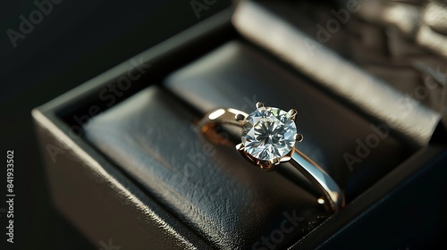 Diamond wedding or engagement ring in a box