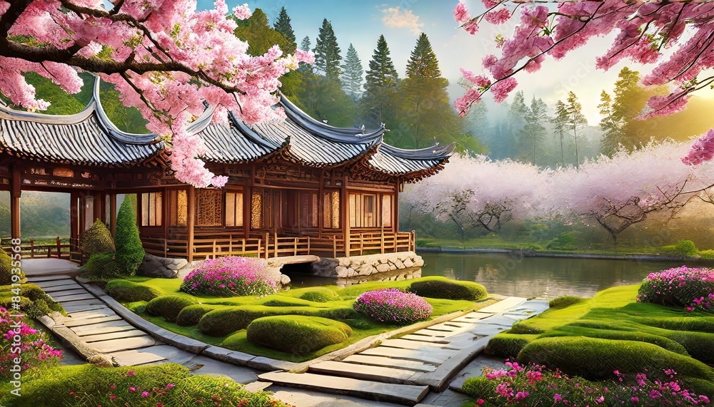 Fototapeta premium japanese temple in spring