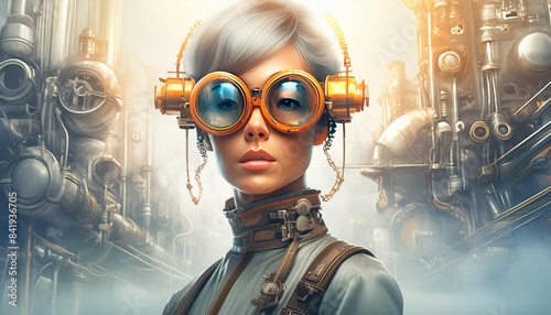 Steampunk Frau mit Brille