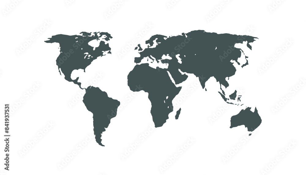 Naklejka premium World map. Modern color vector map. Silhouette map. 