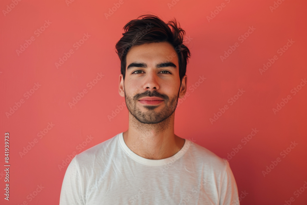 A close up portrait of a young man with a subtle smile A close up portrait of a young man with a subtle smile