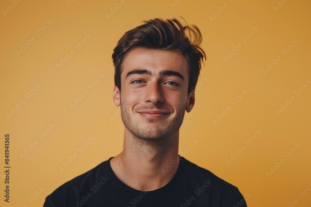 Fototapeta premium A close up portrait of a young man with a subtle smile