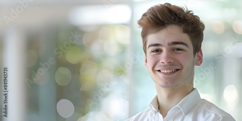Portrait of a Happy Young Man in a White Shirt. Concept Outdoor Photoshoot, Happy Expression, White Shirt, Young Man, Portrait