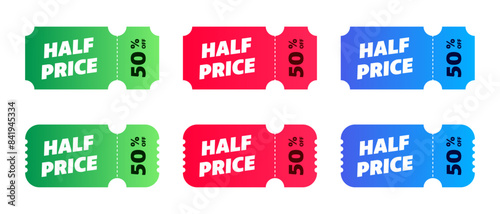 half price set sale colorful ticket