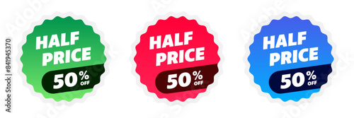 half price set sale colorful sticker