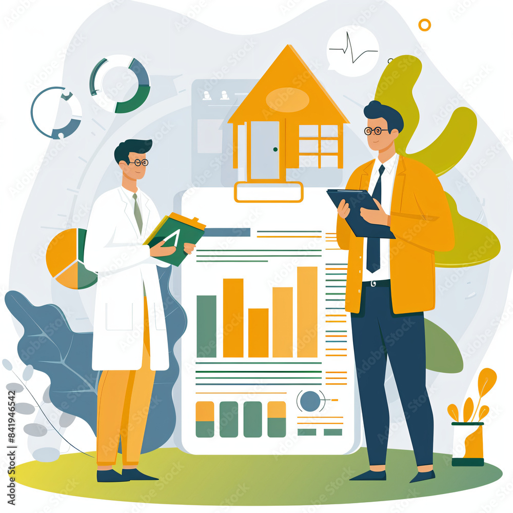 Businessmen analyzing data