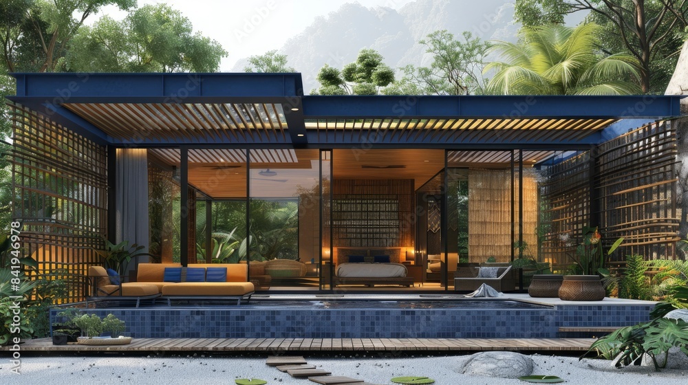 A tropical villa with an open-air design A tropical villa with an open-air design
