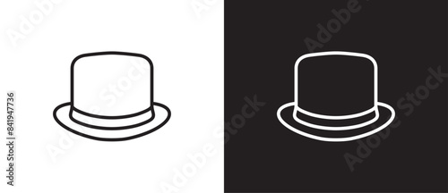 Hat icons, magician hat icon, cowboy, men's bowler,  sun visor. summer hat. Icon line of hat vector illustration on black and white background. eps 10, Editable stroke. Fashion icon, Menwear.