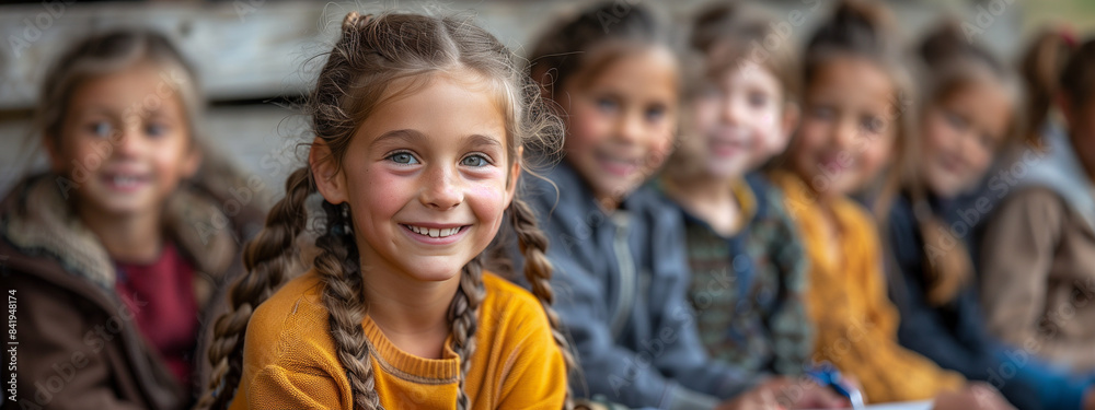 Fototapeta premium Young children smiling in school