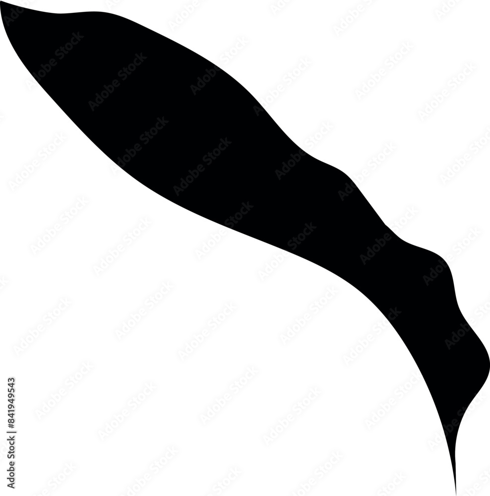 Flat isolated leaf silhouette on white background.  Tropical leaf vector illustration. Ecology.