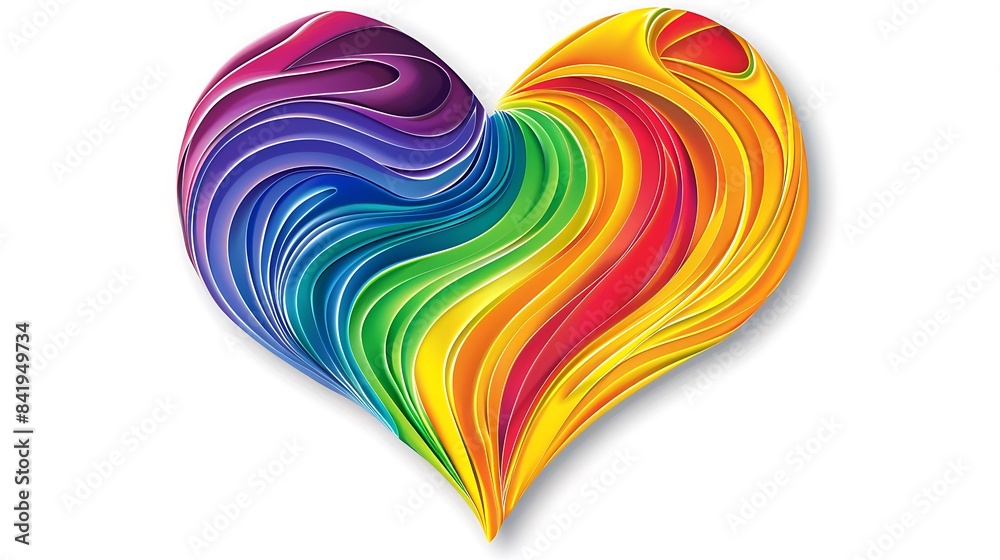A vibrant love rainbow heart sticker PNG design with bold colors