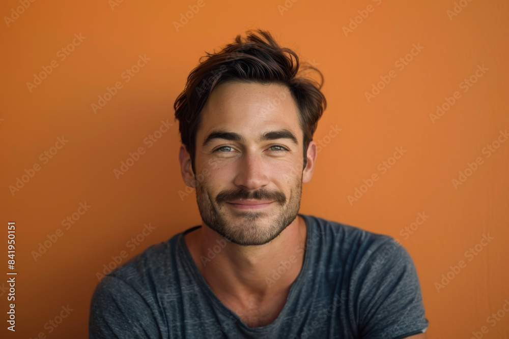 Obraz premium A close up portrait of a young man with a subtle smile