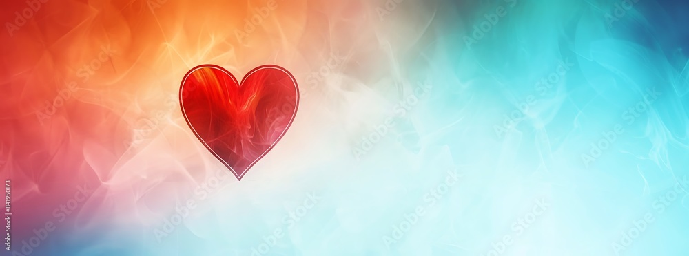 Abstract background featuring a central red heart on a gradient backdrop