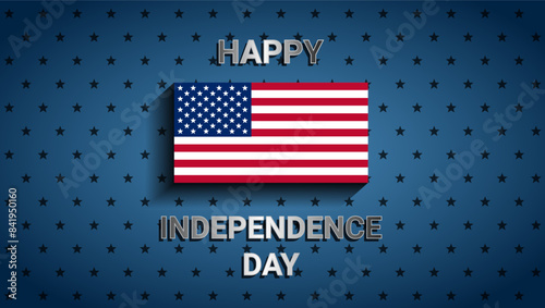 American Flag on blue background for Independence Day of USA