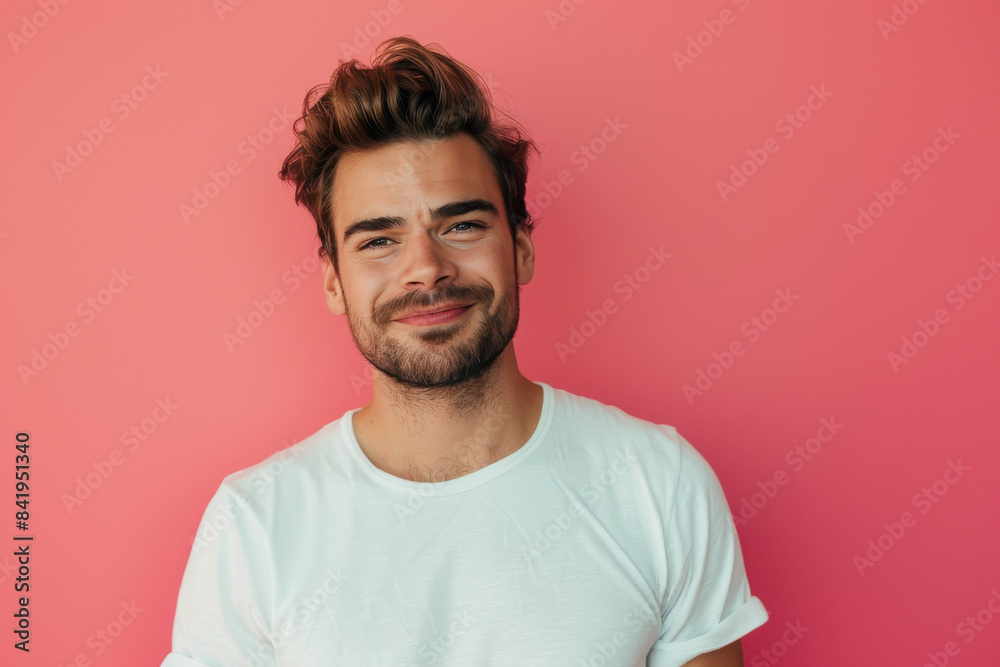 A close up portrait of a young man with a subtle smile A close up portrait of a young man with a subtle smile