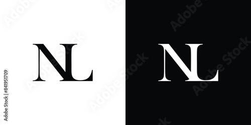 Abstract serif letter NL logo in black and white color for beauty and wedding design logo vector inspiration
