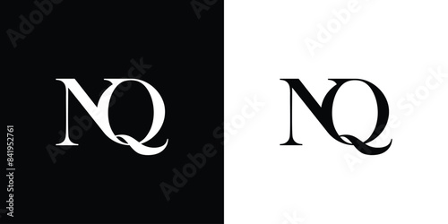 Abstract serif letter NQ logo in black and white color for beauty and wedding design logo vector inspiration