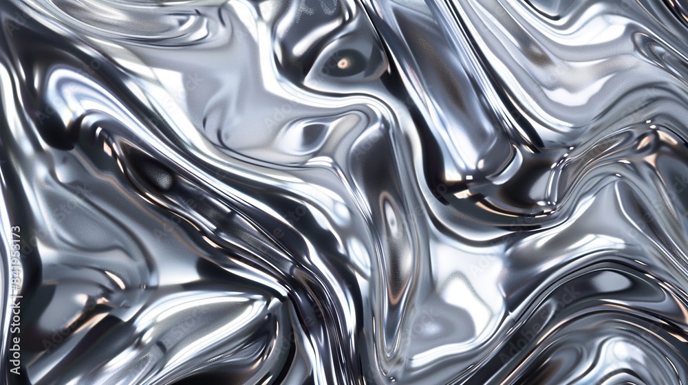 3d render of abstract liquid chrome background, wavy silver metal texture. 3d render of abstract liquid chrome background, wavy silver metal texture.