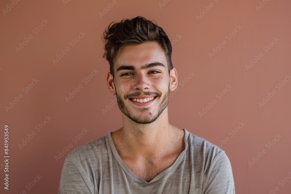 Obraz premium A close up portrait of a young man with a subtle smile
