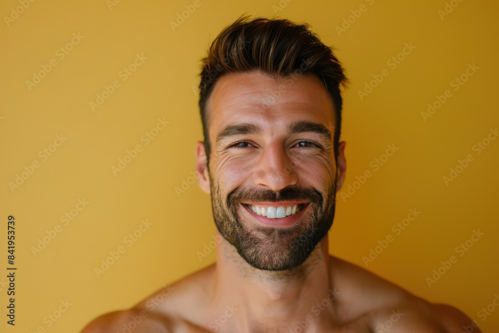 Obraz premium A close up portrait of a young man with a subtle smile