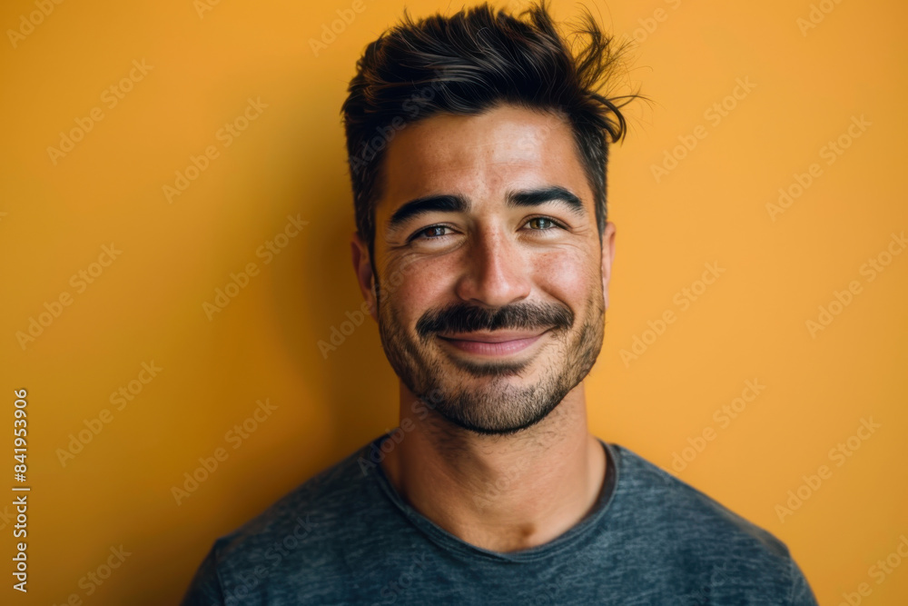Obraz premium A close up portrait of a young man with a subtle smile
