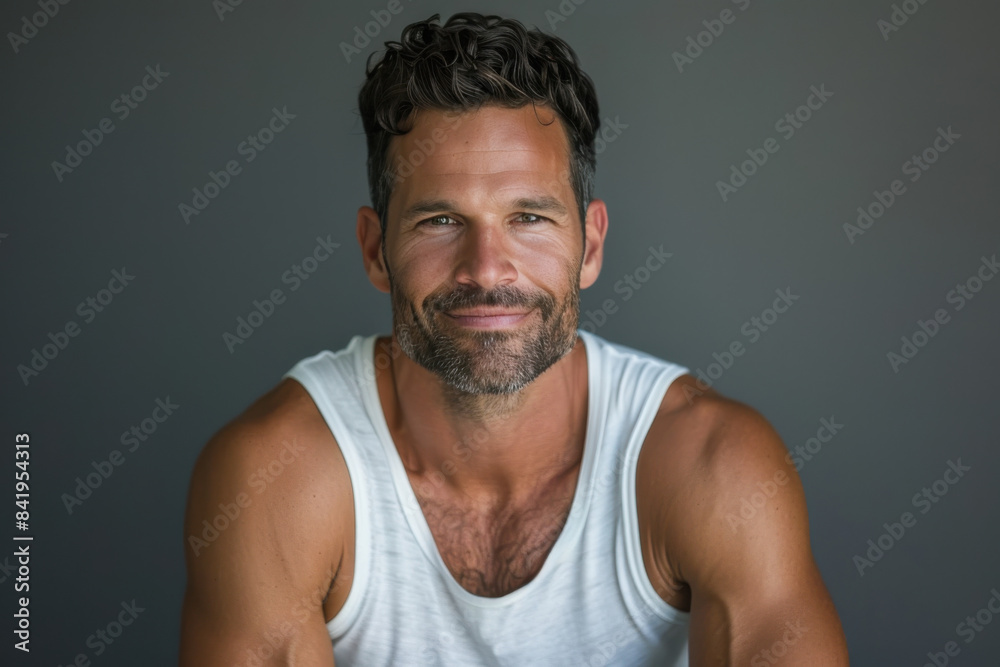 Fototapeta premium A close up portrait of a young man with a subtle smile