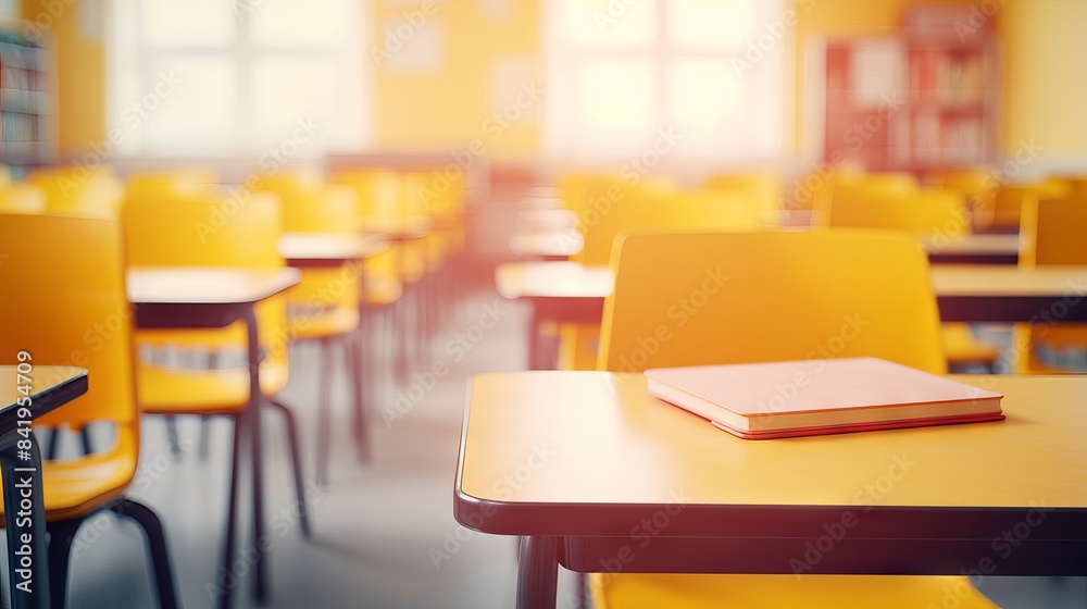 Empty school classroom with chairs and tables in focus, no students or teachers present, blurred background, elementary school setting, back-to-school concept.
Empty school classroom with chairs and tables in focus, no students or teachers present, blurred background, elementary school setting, back-to-school concept.