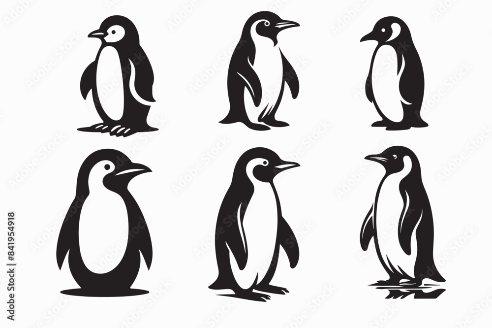 Naklejka premium penguins silhouette vector illustration.eps