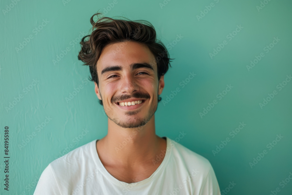 A close up portrait of a young man with a subtle smile A close up portrait of a young man with a subtle smile