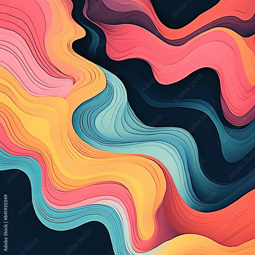 a fluid graphical and colorful patern in the style on an old printed magazine a fluid graphical and colorful patern in the style on an old printed magazine