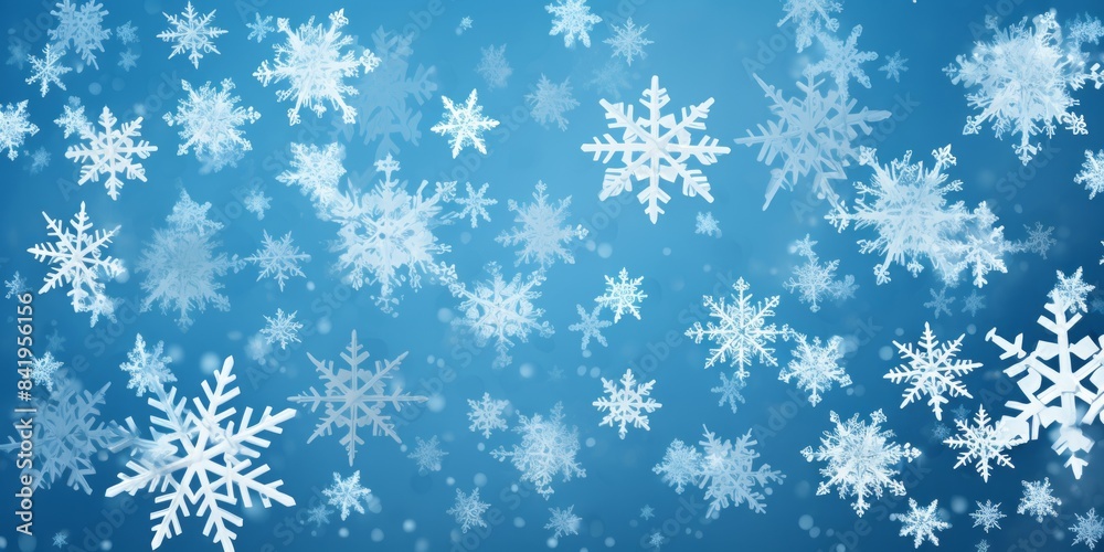 A delicate pattern of various snowflakes in white, set against a light blue or dark blue background, creating a clean and elegant winter theme
A delicate pattern of various snowflakes in white, set against a light blue or dark blue background, creating a clean and elegant winter theme