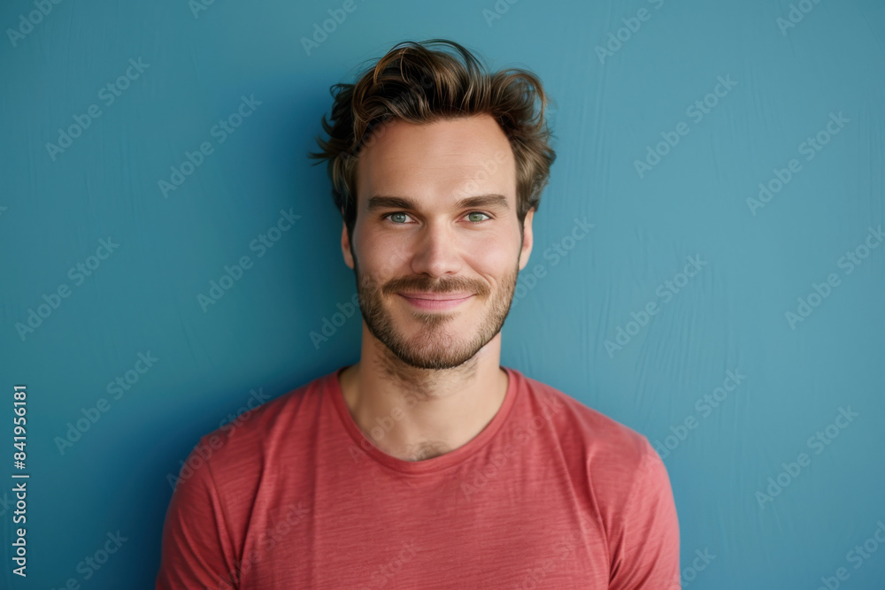 A close up portrait of a young man with a subtle smile A close up portrait of a young man with a subtle smile