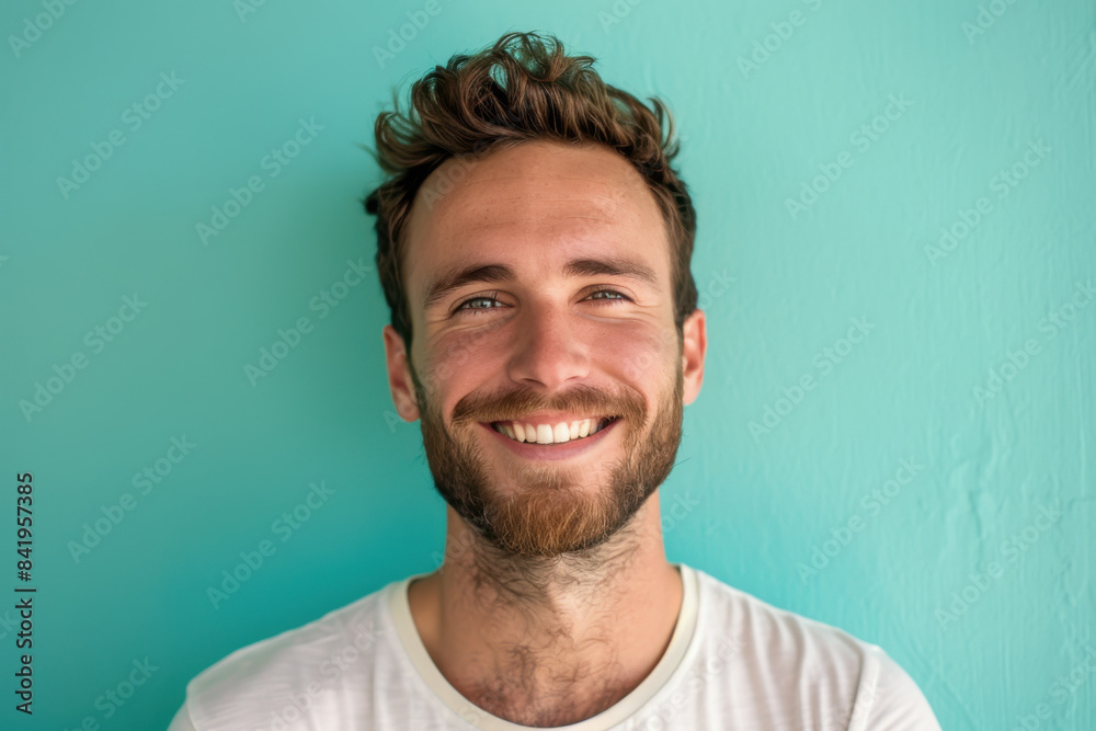 A close up portrait of a young man with a subtle smile A close up portrait of a young man with a subtle smile