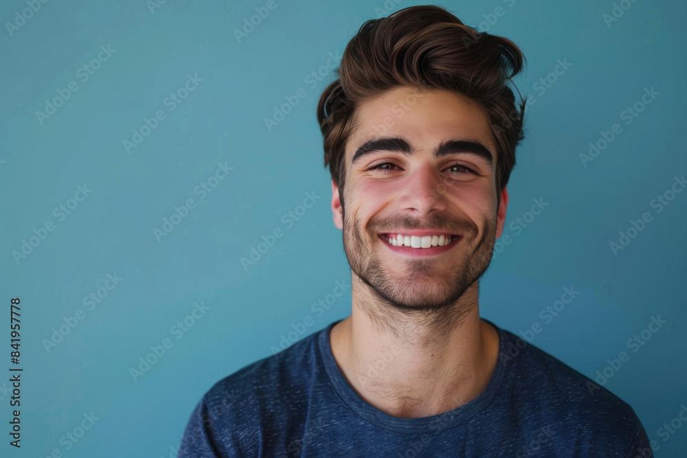 Obraz premium A close up portrait of a young man with a subtle smile
