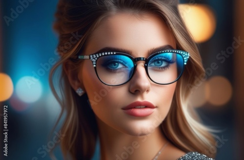portrait of a beautiful woman with glasses
