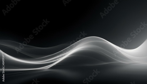 Waves of white smoke, fog on a black background. Light, subtle background.