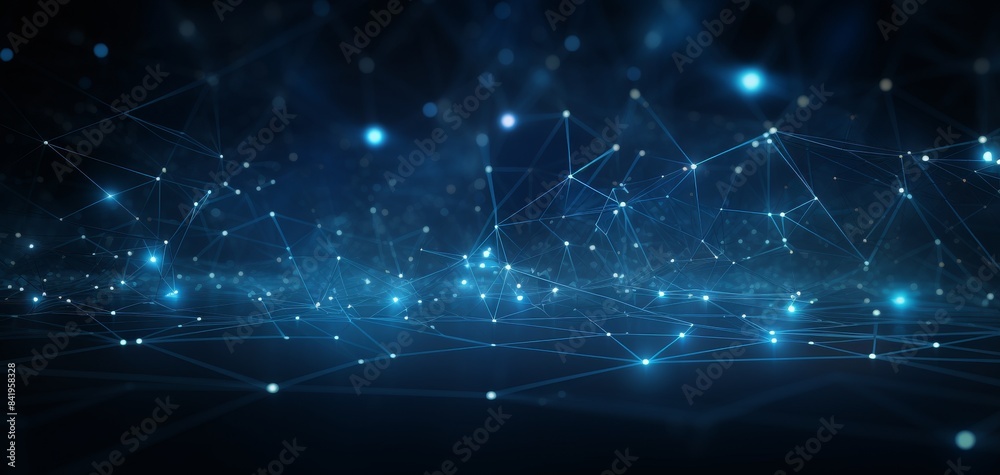 Abstract background with glowing blue particles and lines. Abstract background with glowing blue particles and lines.