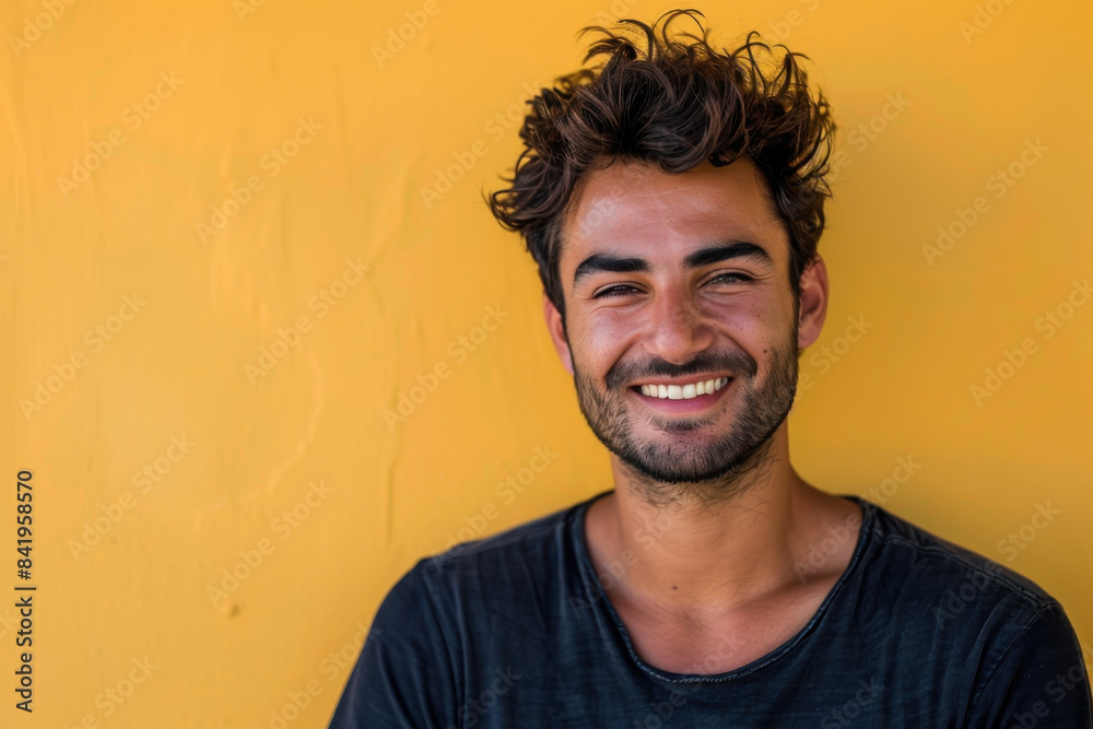 A close up portrait of a young man with a subtle smile A close up portrait of a young man with a subtle smile