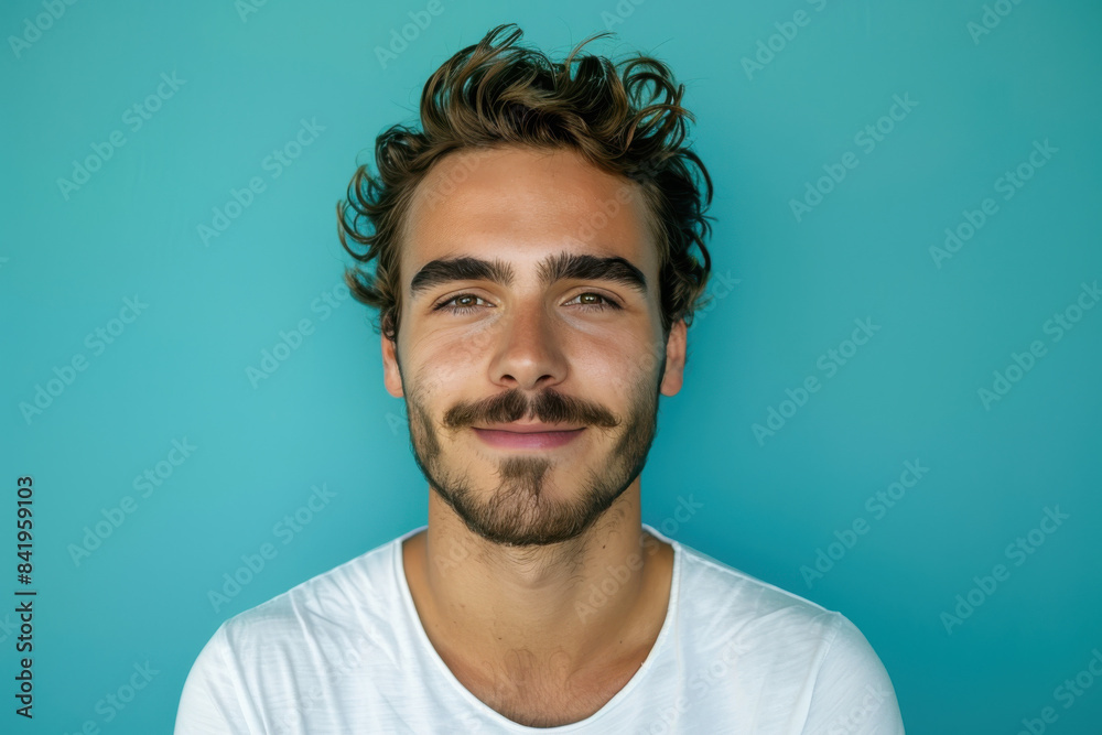 Obraz premium A close up portrait of a young man with a subtle smile